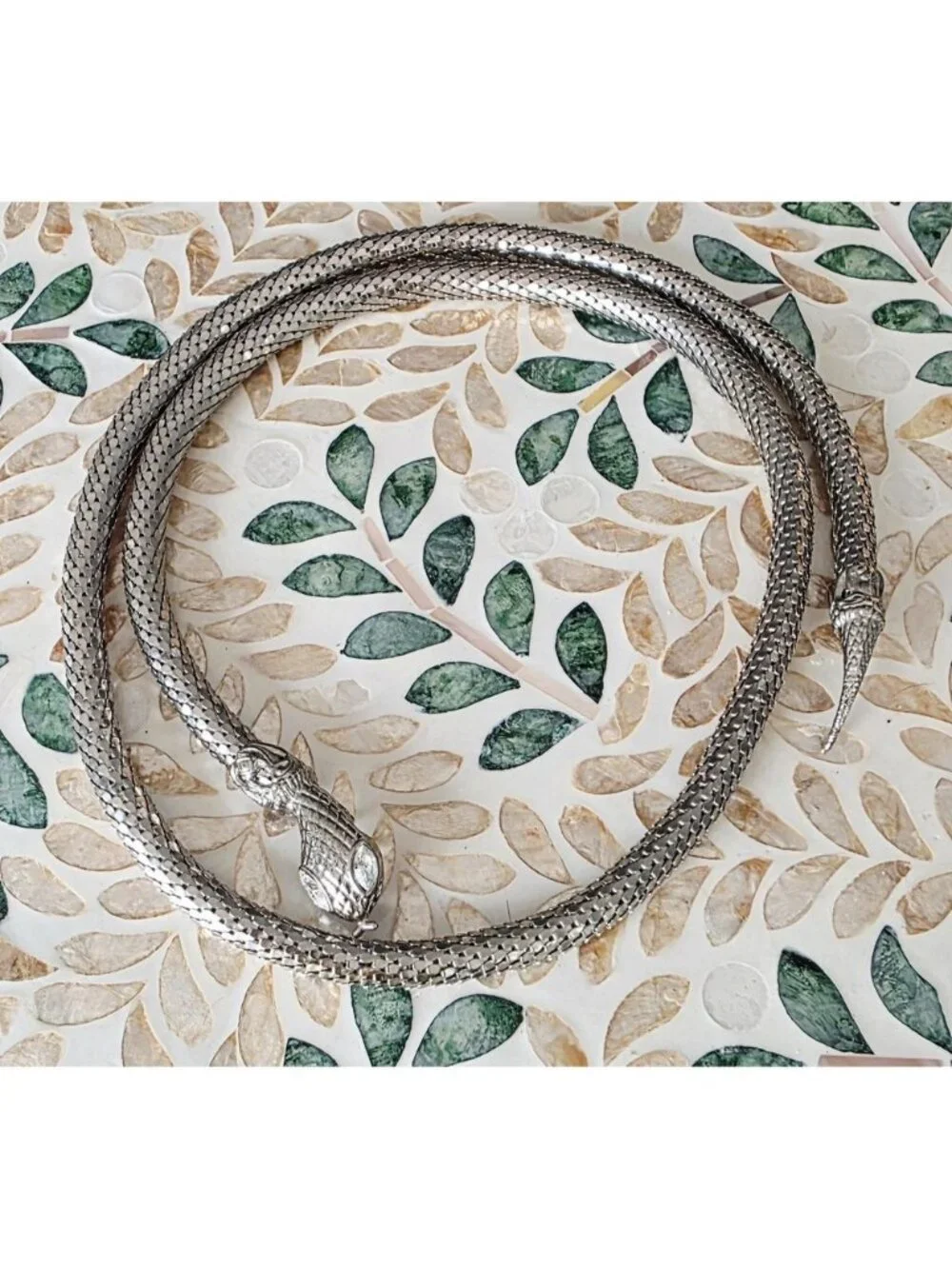 Vintage 1970s D.H. Auld Silver Metal Mesh Snake Belt